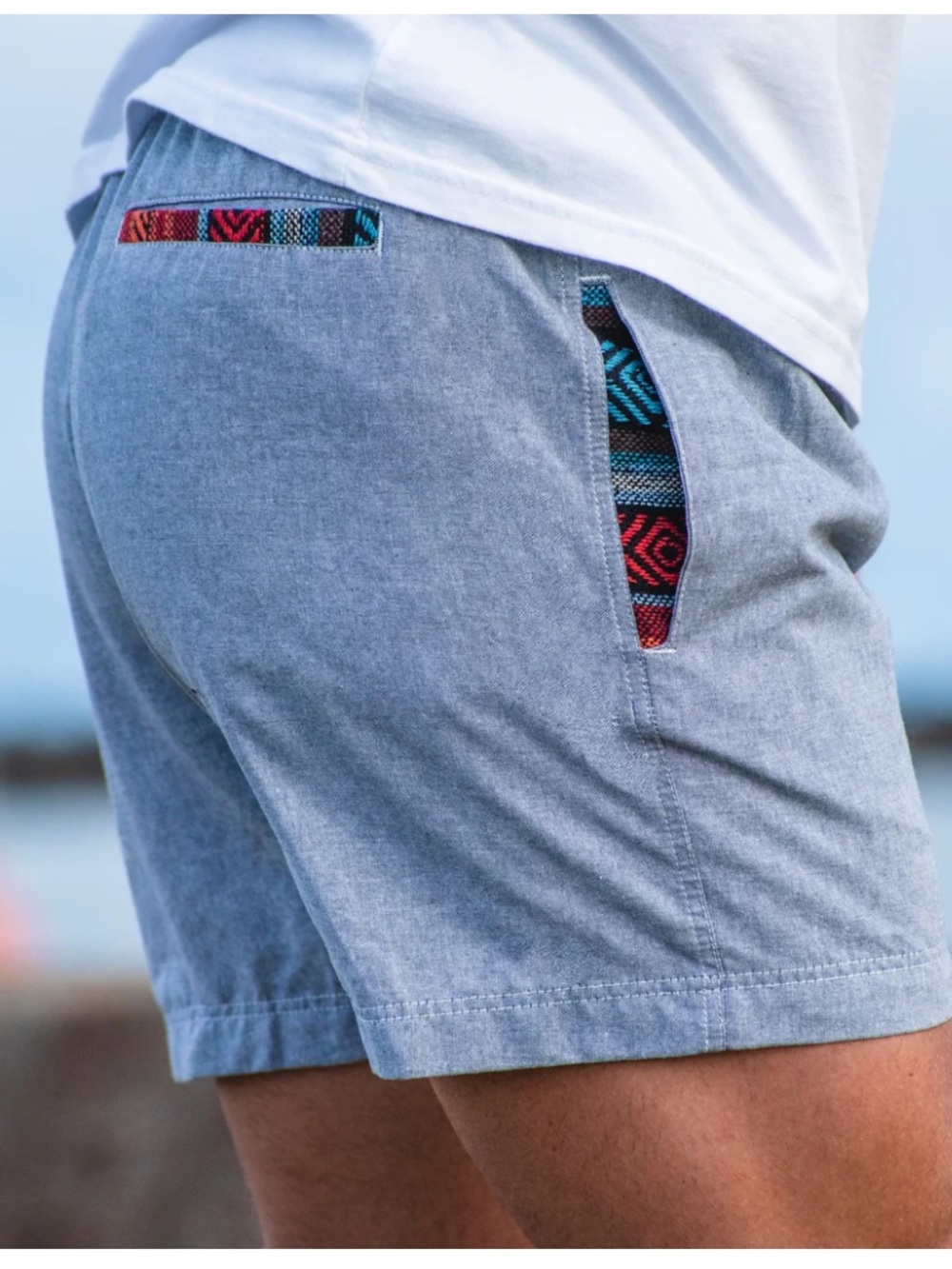 Wowie OG Casual Short 5” Shades of Grey Aztec Trim Mens XL Drawstring Waist